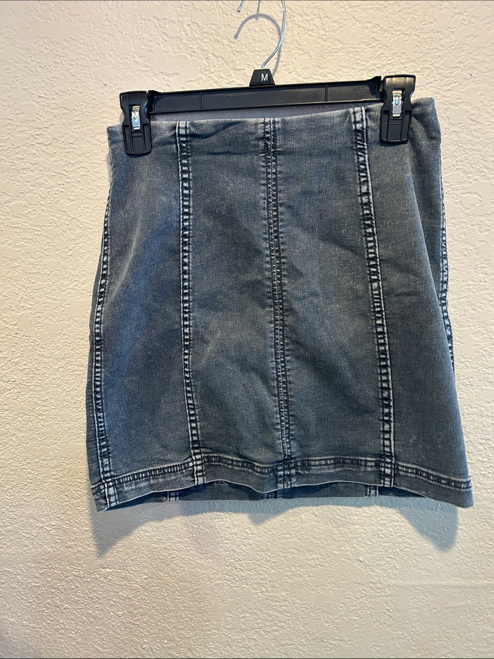 Free People Washed Grey Denim Mini Skirt